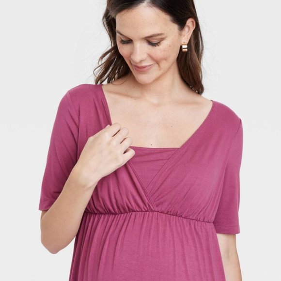 NWT - XXL Berry Elbow Sleeve Nursing Maternity Shirt - Ingrid & Isabel - Picture 1 of 5
